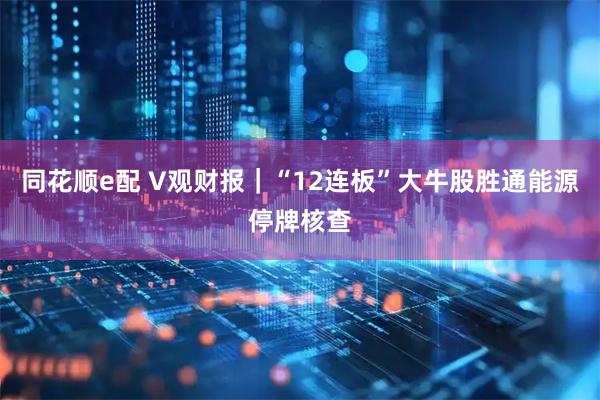 同花顺e配 V观财报｜“12连板”大牛股胜通能源停牌核查